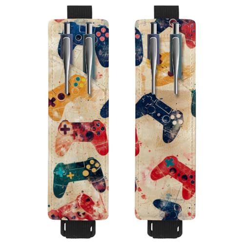 VAPOKF 2 Stück Verstellbarer Gummiband-Stifthalter für Notebook, PU-Leder-Stifthalter, Stifteetui für Hardcover-Journals, Bücher, Planer, Ordner, Tablets - Grunge Gamepad Joysticks VAPOKF 2 Stück Verstellbarer Gummiband-Stifthalter für Notebook, PU-Leder-Stifthalter, Stifteetui für Hardcover-Journals, Bücher, Planer, Ordner, Tablets - Grunge Gamepad Joysticks von VAPOKF