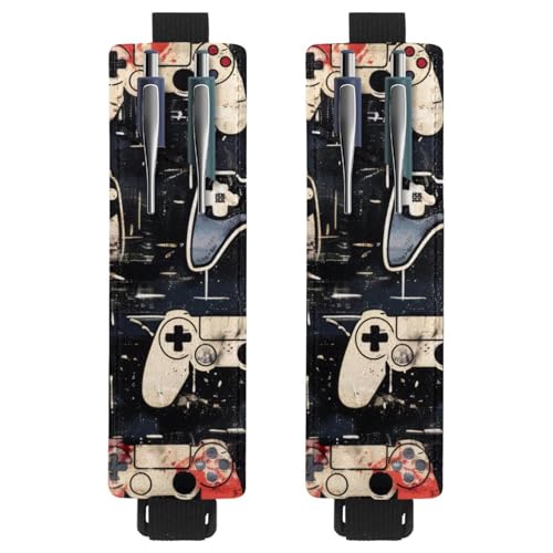 VAPOKF 2 Stück Verstellbarer Gummiband-Stifthalter für Notebook, PU-Leder-Stifthalter, Stifteetui für Hardcover-Journals, Bücher, Planer, Ordner, Tablets - Grunge Gamepad Joysticks VAPOKF 2 Stück Verstellbarer Gummiband-Stifthalter für Notebook, PU-Leder-Stifthalter, Stifteetui für Hardcover-Journals, Bücher, Planer, Ordner, Tablets - Grunge Gamepad Joysticks von VAPOKF