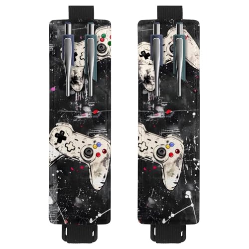VAPOKF 2 Stück Verstellbarer Gummiband-Stifthalter für Notebook, PU-Leder-Stifthalter, Stifteetui für Hardcover-Journals, Bücher, Planer, Ordner, Tablets - Grunge Gamepad Joysticks VAPOKF 2 Stück Verstellbarer Gummiband-Stifthalter für Notebook, PU-Leder-Stifthalter, Stifteetui für Hardcover-Journals, Bücher, Planer, Ordner, Tablets - Grunge Gamepad Joysticks von VAPOKF