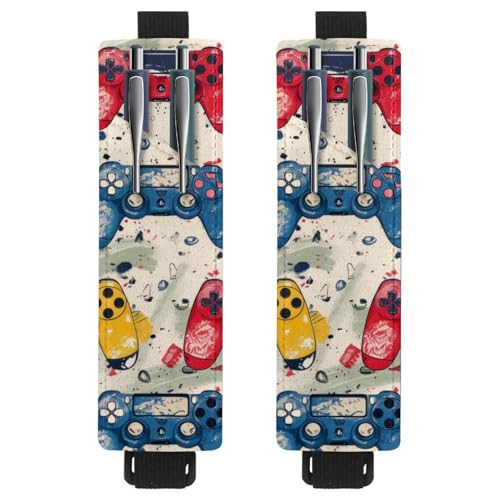 VAPOKF 2 Stück Verstellbarer Gummiband-Stifthalter für Notebook, PU-Leder-Stifthalter, Stifteetui für Hardcover-Journals, Bücher, Planer, Ordner, Tablets - Grunge Gamepad Joysticks VAPOKF 2 Stück Verstellbarer Gummiband-Stifthalter für Notebook, PU-Leder-Stifthalter, Stifteetui für Hardcover-Journals, Bücher, Planer, Ordner, Tablets - Grunge Gamepad Joysticks von VAPOKF