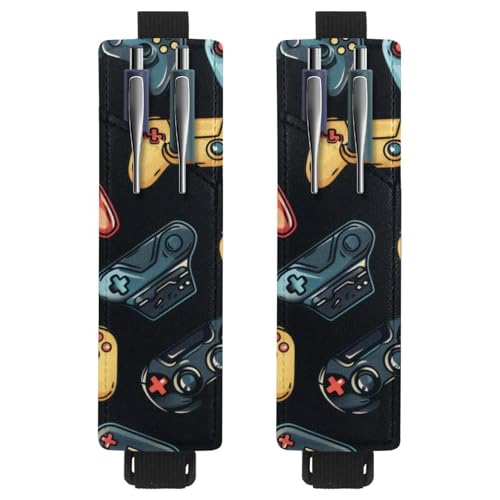 VAPOKF 2 Stück Verstellbarer Gummiband-Stifthalter für Notebook, PU-Leder-Stifthalter, Stifteetui für Hardcover-Journals, Bücher, Planer, Ordner, Tablets - Grunge Gamepad Joysticks VAPOKF 2 Stück Verstellbarer Gummiband-Stifthalter für Notebook, PU-Leder-Stifthalter, Stifteetui für Hardcover-Journals, Bücher, Planer, Ordner, Tablets - Grunge Gamepad Joysticks von VAPOKF