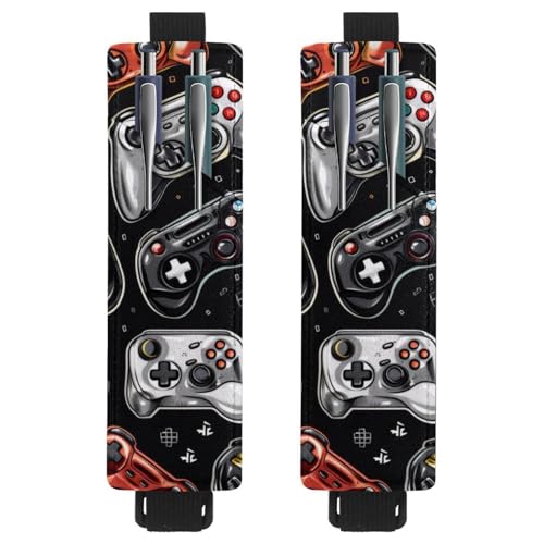 VAPOKF 2 Stück Verstellbarer Gummiband-Stifthalter für Notebook, PU-Leder-Stifthalter, Stifteetui für Hardcover-Journals, Bücher, Planer, Ordner, Tablets - Grunge Gamepad Joysticks VAPOKF 2 Stück Verstellbarer Gummiband-Stifthalter für Notebook, PU-Leder-Stifthalter, Stifteetui für Hardcover-Journals, Bücher, Planer, Ordner, Tablets - Grunge Gamepad Joysticks von VAPOKF