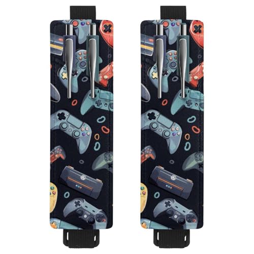VAPOKF 2 Stück Verstellbarer Gummiband-Stifthalter für Notebook, PU-Leder-Stifthalter, Stifteetui für Hardcover-Journals, Bücher, Planer, Ordner, Tablets - Grunge Gamepad Joysticks VAPOKF 2 Stück Verstellbarer Gummiband-Stifthalter für Notebook, PU-Leder-Stifthalter, Stifteetui für Hardcover-Journals, Bücher, Planer, Ordner, Tablets - Grunge Gamepad Joysticks von VAPOKF