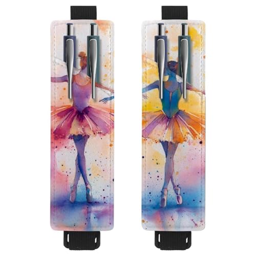 VAPOKF 2 Stück Verstellbarer Gummiband-Stifthalter für Notizbuch, PU-Leder-Stifthalter, Stifteetui für Hardcover Journals, Bücher, Planer, Ordner, Tablets - Balletttänzer VAPOKF 2 Stück Verstellbarer Gummiband-Stifthalter für Notizbuch, PU-Leder-Stifthalter, Stifteetui für Hardcover Journals, Bücher, Planer, Ordner, Tablets - Balletttänzer von VAPOKF