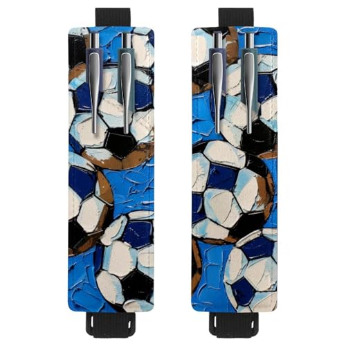 VAPOKF 2 Stück Verstellbarer Gummiband-Stifthalter für Notizbuch, PU-Leder-Stifthalter, Stifteetui für Hardcover-Journals, Bücher, Planer, Ordner, Tablets - Blaues Fußball-Ölgemälde VAPOKF 2 Stück Verstellbarer Gummiband-Stifthalter für Notizbuch, PU-Leder-Stifthalter, Stifteetui für Hardcover-Journals, Bücher, Planer, Ordner, Tablets - Blaues Fußball-Ölgemälde von VAPOKF