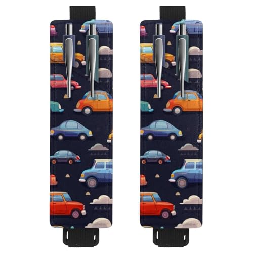 VAPOKF 2 Stück Verstellbarer Gummiband-Stifthalter für Notizbuch, PU-Leder-Stifthalter, Stifteetui für Hardcover-Journals, Bücher, Planer, Ordner, Tablets – Cartoon-Autos VAPOKF 2 Stück Verstellbarer Gummiband-Stifthalter für Notizbuch, PU-Leder-Stifthalter, Stifteetui für Hardcover-Journals, Bücher, Planer, Ordner, Tablets – Cartoon-Autos von VAPOKF