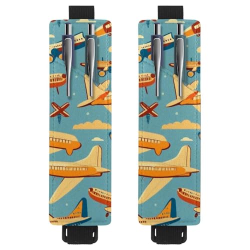 VAPOKF 2 Stück Verstellbarer Gummiband-Stifthalter für Notizbuch, PU-Leder-Stifthalter, Stifteetui für Hardcover-Journals, Bücher, Planer, Ordner, Tablets – Cartoon-Flugzeug-Muster VAPOKF 2 Stück Verstellbarer Gummiband-Stifthalter für Notizbuch, PU-Leder-Stifthalter, Stifteetui für Hardcover-Journals, Bücher, Planer, Ordner, Tablets – Cartoon-Flugzeug-Muster von VAPOKF