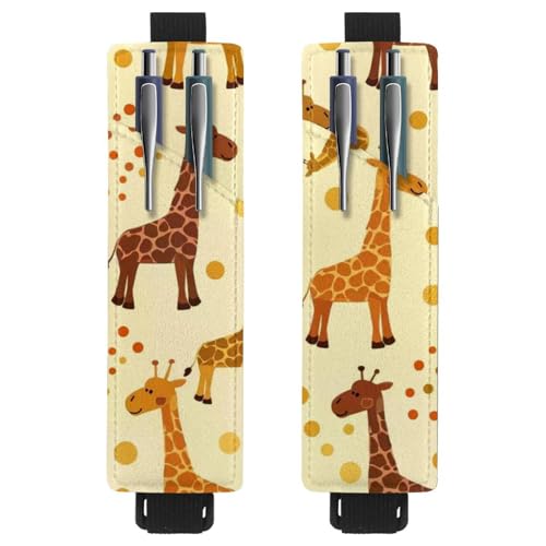 VAPOKF 2 Stück Verstellbarer Gummiband-Stifthalter für Notizbuch, PU-Leder-Stifthalter, Stifteetui für Hardcover-Journals, Bücher, Planer, Ordner, Tablets - Cartoon-Giraffe VAPOKF 2 Stück Verstellbarer Gummiband-Stifthalter für Notizbuch, PU-Leder-Stifthalter, Stifteetui für Hardcover-Journals, Bücher, Planer, Ordner, Tablets - Cartoon-Giraffe von VAPOKF