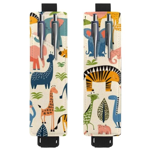 VAPOKF 2 Stück Verstellbarer Gummiband-Stifthalter für Notizbuch, PU-Leder-Stifthalter, Stifteetui für Hardcover Journals, Bücher, Planer, Ordner, Tablets - Cartoon Zoo Tier VAPOKF 2 Stück Verstellbarer Gummiband-Stifthalter für Notizbuch, PU-Leder-Stifthalter, Stifteetui für Hardcover Journals, Bücher, Planer, Ordner, Tablets - Cartoon Zoo Tier von VAPOKF