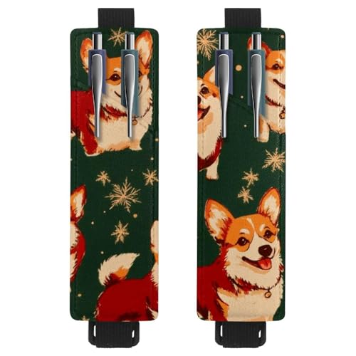 VAPOKF 2 Stück Verstellbarer Gummiband-Stifthalter für Notizbuch, PU-Leder-Stifthalter, Stifteetui für Hardcover Journals, Bücher, Planer, Ordner, Tablets - Corgi Dogs Christmas Snowflakes VAPOKF 2 Stück Verstellbarer Gummiband-Stifthalter für Notizbuch, PU-Leder-Stifthalter, Stifteetui für Hardcover Journals, Bücher, Planer, Ordner, Tablets - Corgi Dogs Christmas Snowflakes von VAPOKF