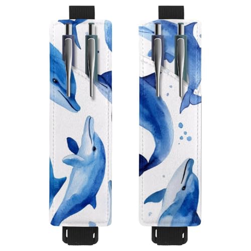 VAPOKF 2 Stück Verstellbarer Gummiband-Stifthalter für Notizbuch, PU-Leder-Stifthalter, Stifteetui für Hardcover-Journals, Bücher, Planer, Ordner, Tablets - Delfin-Muster VAPOKF 2 Stück Verstellbarer Gummiband-Stifthalter für Notizbuch, PU-Leder-Stifthalter, Stifteetui für Hardcover-Journals, Bücher, Planer, Ordner, Tablets - Delfin-Muster von VAPOKF