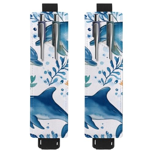 VAPOKF 2 Stück Verstellbarer Gummiband-Stifthalter für Notizbuch, PU-Leder-Stifthalter, Stifteetui für Hardcover Journals, Bücher, Planer, Ordner, Tablets - Delfine VAPOKF 2 Stück Verstellbarer Gummiband-Stifthalter für Notizbuch, PU-Leder-Stifthalter, Stifteetui für Hardcover Journals, Bücher, Planer, Ordner, Tablets - Delfine von VAPOKF