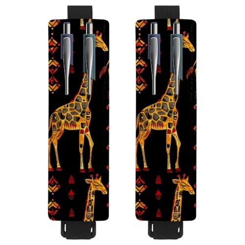 VAPOKF 2 Stück Verstellbarer Gummiband-Stifthalter für Notizbuch, PU-Leder-Stifthalter, Stifteetui für Hardcover Journals, Bücher, Planer, Ordner, Tablets - Giraffe Ethno Schwarz VAPOKF 2 Stück Verstellbarer Gummiband-Stifthalter für Notizbuch, PU-Leder-Stifthalter, Stifteetui für Hardcover Journals, Bücher, Planer, Ordner, Tablets - Giraffe Ethno Schwarz von VAPOKF