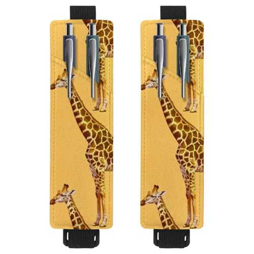 VAPOKF 2 Stück Verstellbarer Gummiband-Stifthalter für Notizbuch, PU-Leder-Stifthalter, Stifteetui für Hardcover Journals, Bücher, Planer, Ordner, Tablets - Giraffe auf Gelb VAPOKF 2 Stück Verstellbarer Gummiband-Stifthalter für Notizbuch, PU-Leder-Stifthalter, Stifteetui für Hardcover Journals, Bücher, Planer, Ordner, Tablets - Giraffe auf Gelb von VAPOKF