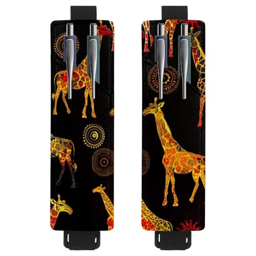 VAPOKF 2 Stück Verstellbarer Gummiband-Stifthalter für Notizbuch, PU-Leder-Stifthalter, Stifteetui für Hardcover Journals, Bücher, Planer, Ordner, Tablets - Giraffen-Mandala-Muster VAPOKF 2 Stück Verstellbarer Gummiband-Stifthalter für Notizbuch, PU-Leder-Stifthalter, Stifteetui für Hardcover Journals, Bücher, Planer, Ordner, Tablets - Giraffen-Mandala-Muster von VAPOKF