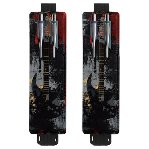 VAPOKF 2 Stück Verstellbarer Gummiband-Stifthalter für Notizbuch, PU-Leder-Stifthalter, Stifteetui für Hardcover-Journals, Bücher, Planer, Ordner, Tablets - Gitarren auf Grunge VAPOKF 2 Stück Verstellbarer Gummiband-Stifthalter für Notizbuch, PU-Leder-Stifthalter, Stifteetui für Hardcover-Journals, Bücher, Planer, Ordner, Tablets - Gitarren auf Grunge von VAPOKF