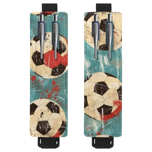 VAPOKF 2 Stück Verstellbarer Gummiband-Stifthalter für Notizbuch, PU-Leder-Stifthalter, Stifteetui für Hardcover-Journals, Bücher, Planer, Ordner, Tablets - Grunge Football Blau von VAPOKF