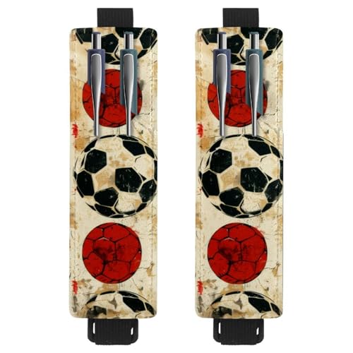VAPOKF 2 Stück Verstellbarer Gummiband-Stifthalter für Notizbuch, PU-Leder-Stifthalter, Stifteetui für Hardcover-Journals, Bücher, Planer, Ordner, Tablets - Grunge Football VAPOKF 2 Stück Verstellbarer Gummiband-Stifthalter für Notizbuch, PU-Leder-Stifthalter, Stifteetui für Hardcover-Journals, Bücher, Planer, Ordner, Tablets - Grunge Football von VAPOKF
