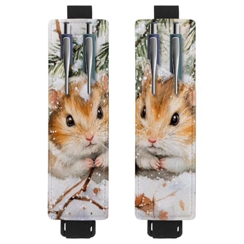 VAPOKF 2 Stück Verstellbarer Gummiband-Stifthalter für Notizbuch, PU-Leder-Stifthalter, Stifteetui für Hardcover Journals, Bücher, Planer, Ordner, Tablets - Hamster auf Schnee VAPOKF 2 Stück Verstellbarer Gummiband-Stifthalter für Notizbuch, PU-Leder-Stifthalter, Stifteetui für Hardcover Journals, Bücher, Planer, Ordner, Tablets - Hamster auf Schnee von VAPOKF