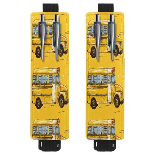 VAPOKF 2 Stück Verstellbarer Gummiband-Stifthalter für Notizbuch, PU-Leder-Stifthalter, Stifteetui für Hardcover Journals, Bücher, Planer, Ordner, Tablets - Old Yellow School Bus VAPOKF 2 Stück Verstellbarer Gummiband-Stifthalter für Notizbuch, PU-Leder-Stifthalter, Stifteetui für Hardcover Journals, Bücher, Planer, Ordner, Tablets - Old Yellow School Bus von VAPOKF