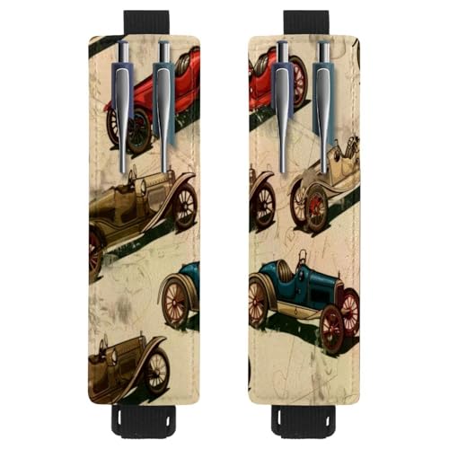 VAPOKF 2 Stück Verstellbarer Gummiband-Stifthalter für Notizbuch, PU-Leder-Stifthalter, Stifteetui für Hardcover-Journals, Bücher, Planer, Ordner, Tablets – Oldtimer-Rennwagen VAPOKF 2 Stück Verstellbarer Gummiband-Stifthalter für Notizbuch, PU-Leder-Stifthalter, Stifteetui für Hardcover-Journals, Bücher, Planer, Ordner, Tablets – Oldtimer-Rennwagen von VAPOKF