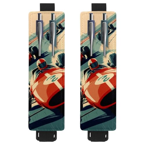 VAPOKF 2 Stück Verstellbarer Gummiband-Stifthalter für Notizbuch, PU-Leder-Stifthalter, Stifteetui für Hardcover-Journals, Bücher, Planer, Ordner, Tablets – Rennwagen VAPOKF 2 Stück Verstellbarer Gummiband-Stifthalter für Notizbuch, PU-Leder-Stifthalter, Stifteetui für Hardcover-Journals, Bücher, Planer, Ordner, Tablets – Rennwagen von VAPOKF