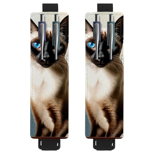VAPOKF 2 Stück Verstellbarer Gummiband-Stifthalter für Notizbuch, PU-Leder-Stifthalter, Stifteetui für Hardcover Journals, Bücher, Planer, Ordner, Tablets - Siamkatze VAPOKF 2 Stück Verstellbarer Gummiband-Stifthalter für Notizbuch, PU-Leder-Stifthalter, Stifteetui für Hardcover Journals, Bücher, Planer, Ordner, Tablets - Siamkatze von VAPOKF