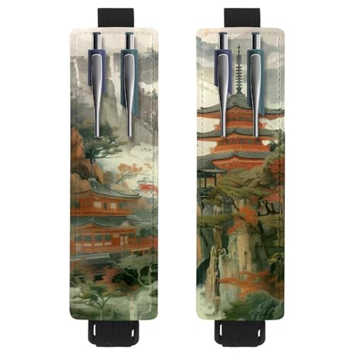 VAPOKF 2 Stück Verstellbarer Gummiband-Stifthalter für Notizbuch, PU-Leder-Stifthalter, Stifteetui für Hardcover-Journals, Bücher, Planer, Ordner, Tablets - Tempel in den Bergen VAPOKF 2 Stück Verstellbarer Gummiband-Stifthalter für Notizbuch, PU-Leder-Stifthalter, Stifteetui für Hardcover-Journals, Bücher, Planer, Ordner, Tablets - Tempel in den Bergen von VAPOKF