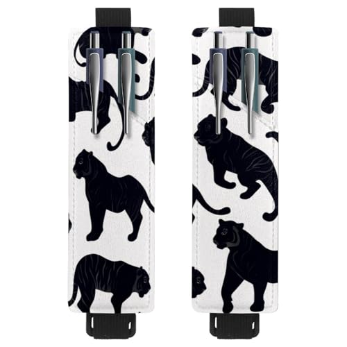 VAPOKF 2 Stück Verstellbarer Gummiband-Stifthalter für Notizbuch, PU-Leder-Stifthalter, Stifteetui für Hardcover-Journals, Bücher, Planer, Ordner, Tablets - Tiger-Silhouette VAPOKF 2 Stück Verstellbarer Gummiband-Stifthalter für Notizbuch, PU-Leder-Stifthalter, Stifteetui für Hardcover-Journals, Bücher, Planer, Ordner, Tablets - Tiger-Silhouette von VAPOKF