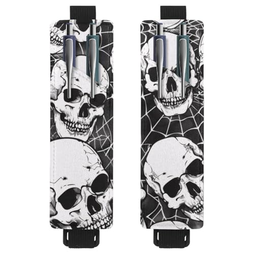 VAPOKF 2 Stück Verstellbarer Gummiband-Stifthalter für Notizbuch, PU-Leder-Stifthalter, Stifteetui für Hardcover-Journals, Bücher, Planer, Ordner, Tablets - Totenschädel Spiderweb VAPOKF 2 Stück Verstellbarer Gummiband-Stifthalter für Notizbuch, PU-Leder-Stifthalter, Stifteetui für Hardcover-Journals, Bücher, Planer, Ordner, Tablets - Totenschädel Spiderweb von VAPOKF