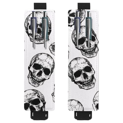 VAPOKF 2 Stück Verstellbarer Gummiband-Stifthalter für Notizbuch, PU-Leder-Stifthalter, Stifteetui für Hardcover-Journals, Bücher, Planer, Ordner, Tablets - Totenschädel VAPOKF 2 Stück Verstellbarer Gummiband-Stifthalter für Notizbuch, PU-Leder-Stifthalter, Stifteetui für Hardcover-Journals, Bücher, Planer, Ordner, Tablets - Totenschädel von VAPOKF