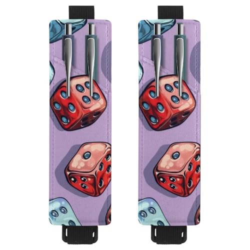 VAPOKF 2 Stück Verstellbarer Gummiband-Stifthalter für Notizbuch, PU-Leder-Stifthalter, Stifteetui für Hardcover-Journals, Bücher, Planer, Ordner, Tablets - Unregelmäßige Würfel von VAPOKF