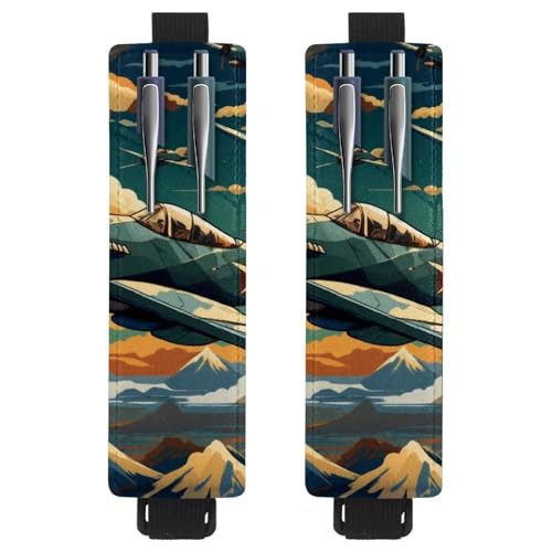 VAPOKF 2 Stück Verstellbarer Gummiband-Stifthalter für Notizbuch, PU-Leder-Stifthalter, Stifteetui für Hardcover Journals, Bücher, Planer, Ordner, Tablets - Vintage Fighter VAPOKF 2 Stück Verstellbarer Gummiband-Stifthalter für Notizbuch, PU-Leder-Stifthalter, Stifteetui für Hardcover Journals, Bücher, Planer, Ordner, Tablets - Vintage Fighter von VAPOKF