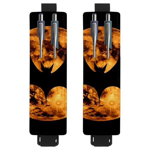 VAPOKF 2 Stück Verstellbarer Gummiband-Stifthalter für Notizbuch, PU-Leder-Stifthalter, Stifteetui für Hardcover-Journals, Bücher, Planer, Ordner, Tablets - Vollmond fliegende Fledermaus von VAPOKF