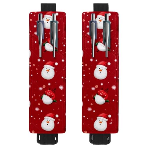 VAPOKF 2 Stück Verstellbarer Gummiband-Stifthalter für Notizbuch, PU-Leder-Stifthalter, Stifteetui für Hardcover Journals, Bücher, Planer, Ordner, Tablets - Weihnachten Schneemann Schneeflocken von VAPOKF