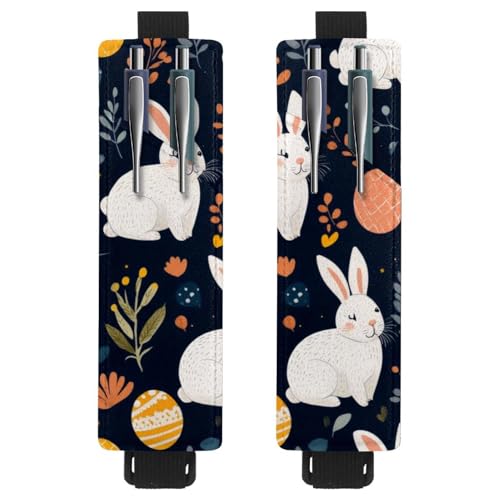 VAPOKF 2 Stück Verstellbarer Gummiband-Stifthalter für Notizbuch, PU-Leder-Stifthalter, Stifteetui für Hardcover Journals, Bücher, Planer, Ordner, Tablets - Weiße Hasen Ostereier VAPOKF 2 Stück Verstellbarer Gummiband-Stifthalter für Notizbuch, PU-Leder-Stifthalter, Stifteetui für Hardcover Journals, Bücher, Planer, Ordner, Tablets - Weiße Hasen Ostereier von VAPOKF