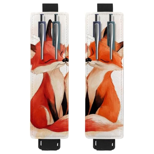VAPOKF 2 Stück Verstellbarer Gummiband-Stifthalter für Notizbuch, PU-Leder-Stifthalter, Stifteetui für Hardcover-Journals, Bücher, Planer, Ordner, Tablets - Zwei rote Füchse VAPOKF 2 Stück Verstellbarer Gummiband-Stifthalter für Notizbuch, PU-Leder-Stifthalter, Stifteetui für Hardcover-Journals, Bücher, Planer, Ordner, Tablets - Zwei rote Füchse von VAPOKF