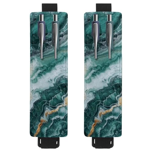 VAPOKF 2 Stück Verstellbarer Gummiband-Stifthalter für Notizbuch, PU-Leder-Stifthalter, Stifteetui für Hardcover-Tagebücher, Bücher, Planer, Ordner, Tablets - Smaragd-Marmor VAPOKF 2 Stück Verstellbarer Gummiband-Stifthalter für Notizbuch, PU-Leder-Stifthalter, Stifteetui für Hardcover-Tagebücher, Bücher, Planer, Ordner, Tablets - Smaragd-Marmor von VAPOKF