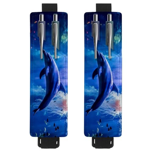 VAPOKF 2 Stück Verstellbarer Gummiband-Stifthalter für Notizbuch, PU-Leder-Stifthalter, Stifteetui für Hardcover-Tagebücher, Bücher, Planer, Ordner, Tablets - Tiefsee-Delfin VAPOKF 2 Stück Verstellbarer Gummiband-Stifthalter für Notizbuch, PU-Leder-Stifthalter, Stifteetui für Hardcover-Tagebücher, Bücher, Planer, Ordner, Tablets - Tiefsee-Delfin von VAPOKF