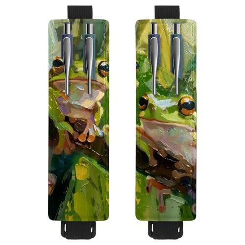 VAPOKF 2 Stück Verstellbarer Gummiband-Stifthalter für Notizbuch, PU-Leder-Stifthalter, Stifteetui für Hardcover-Zeitschriften, Bücher, Planer, Ordner, Tablets - Baumfrösche, Ölgemälde VAPOKF 2 Stück Verstellbarer Gummiband-Stifthalter für Notizbuch, PU-Leder-Stifthalter, Stifteetui für Hardcover-Zeitschriften, Bücher, Planer, Ordner, Tablets - Baumfrösche, Ölgemälde von VAPOKF
