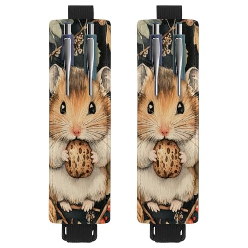 VAPOKF 2 Stück verstellbarer Gummiband-Stifthalter für Notizbuch, PU-Leder-Bleistifthalter, Stifteetui für Hardcover-Journals, Bücher, Planer, Ordner, Tablets - Hamsterhaltermutter von VAPOKF