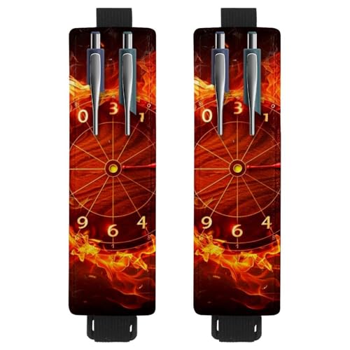 VAPOKF 2 Stück verstellbarer Gummiband-Stifthalter für Notizbuch, PU-Leder-Stifthalter, Stifteetui für Hardcover-Journals, Bücher, Planer, Ordner, Tablets - Flame Dart Board VAPOKF 2 Stück verstellbarer Gummiband-Stifthalter für Notizbuch, PU-Leder-Stifthalter, Stifteetui für Hardcover-Journals, Bücher, Planer, Ordner, Tablets - Flame Dart Board von VAPOKF