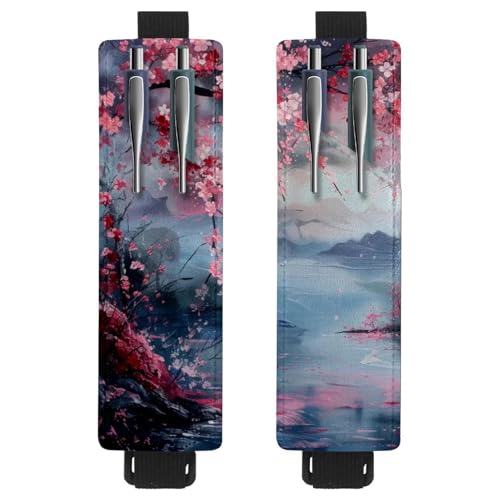 VAPOKF 2 Stück verstellbarer Gummiband-Stifthalter für Notizbuch, PU-Leder-Stifthalter, Stifteetui für Hardcover-Journals, Bücher, Planer, Ordner, Tablets - Seeside Cherry Tree VAPOKF 2 Stück verstellbarer Gummiband-Stifthalter für Notizbuch, PU-Leder-Stifthalter, Stifteetui für Hardcover-Journals, Bücher, Planer, Ordner, Tablets - Seeside Cherry Tree von VAPOKF