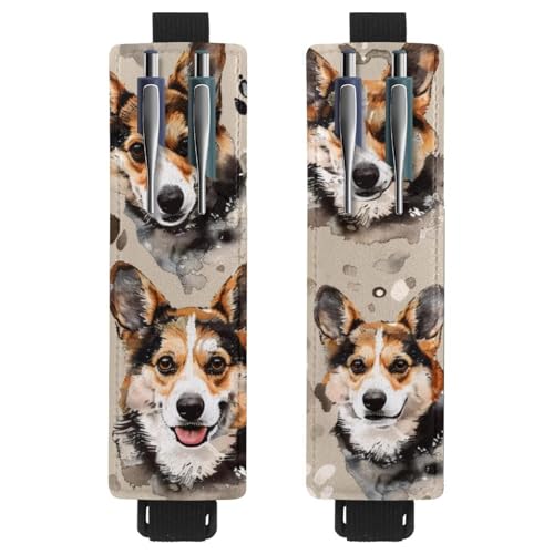 VAPOKF 2 Stück verstellbarer Gummiband-Stifthalter für Notizbuch, PU-Leder-Stifthalter, Stifteetui für Hardcover-Tagebücher, Bücher, Planer, Ordner, Tablets - Corgi Dogs Pawprints VAPOKF 2 Stück verstellbarer Gummiband-Stifthalter für Notizbuch, PU-Leder-Stifthalter, Stifteetui für Hardcover-Tagebücher, Bücher, Planer, Ordner, Tablets - Corgi Dogs Pawprints von VAPOKF