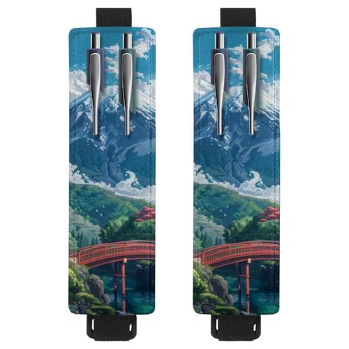 VAPOKF 2 Stück verstellbarer Gummiband-Stifthalter für Notizbuch, PU-Leder-Stifthalter, Stifteetui für Hardcover-Zeitschriften, Bücher, Planer, Ordner, Tablets - Mount Fuji VAPOKF 2 Stück verstellbarer Gummiband-Stifthalter für Notizbuch, PU-Leder-Stifthalter, Stifteetui für Hardcover-Zeitschriften, Bücher, Planer, Ordner, Tablets - Mount Fuji von VAPOKF