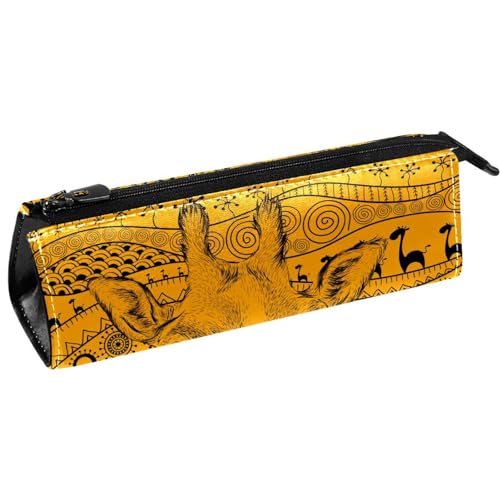 VAPOKF Afrikanische Giraffe im ethnischen Stammesmuster Stifttasche Schreibwaren Beutel Bleistift Tasche Kosmetiktasche kompakte Reißverschlusstasche, multi, 5.5 ×6 ×20CM/2.2x2.4x7.9 in, von VAPOKF