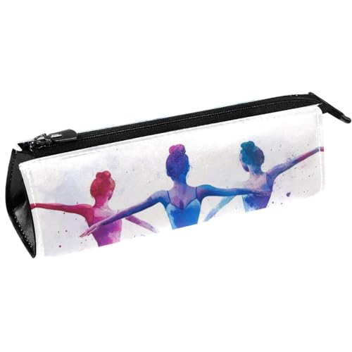VAPOKF Aquarell-Ballerina-Stifttasche für Mädchen, Schreibwaren-Tasche, Kosmetiktasche, kompakte Reißverschlusstasche von VAPOKF