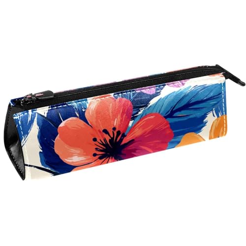 VAPOKF Aquarell-Hibiskus-Stifttasche, Schreibwaren-Tasche, Kosmetiktasche, kompakte Reißverschlusstasche von VAPOKF