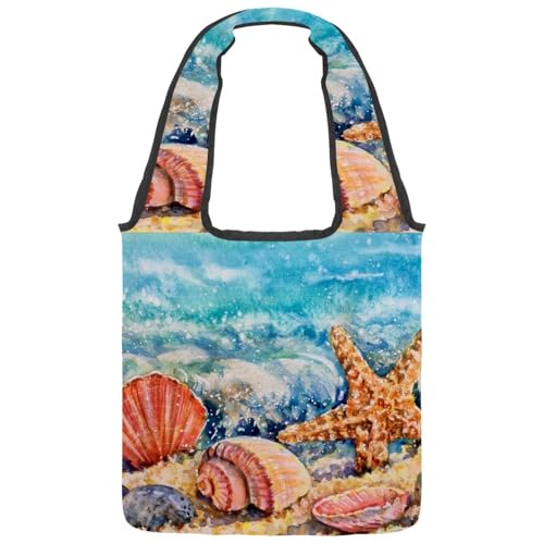 VAPOKF Aquarell-Muschel-Seesternstein auf Sand von VAPOKF