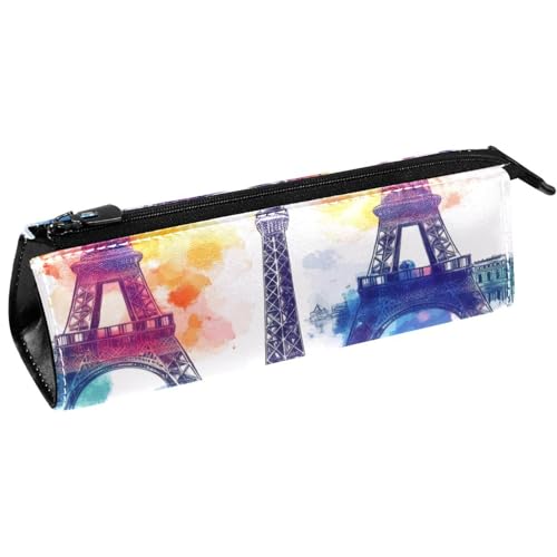 VAPOKF Aquarell-Paris-Towers-Stifttasche, Schreibwaren-Tasche, Kosmetiktasche, kompakte Reißverschlusstasche von VAPOKF